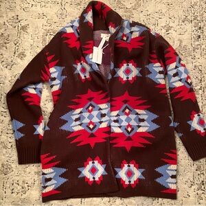 NWT LUCKY Brand bright Aztec cardigan sweater